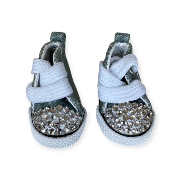 Blue Denim Bedazzled Rhinestone Sneakers for your Labubu - Picture 4 of 5